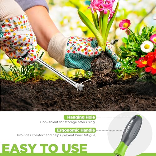 WORKPRO 11.5" Dandelion Weeder Puller Tool with Soft Handle