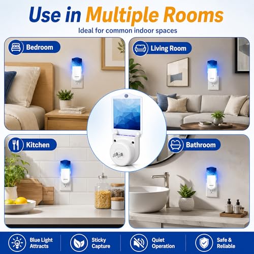 Fruit Fly Traps for Indoor (2 Devices and 12 Glue Cards) 400 Sq Ft Coverage