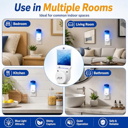 Fruit Fly Traps for Indoor (2 Devices and 12 Glue Cards) 400 Sq Ft Coverage