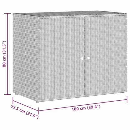 vidaXL Garden Storage Cabinet Gray 39.4"x21.9"x31.5" Poly Rattan - color: Gray