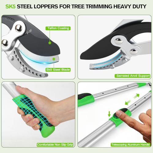 28-38" Extendable Loppers & Pruning Shears Set, SK5 Compound Action 2" Cut - style: 38" Extendable Lopper Set
