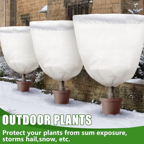 NNG 3PCS Winter Plant Covers Freeze Protection 39.4x39.4Inch Frost Blanket Shrub Covers with Drawstring Plant Protector Shrub Jacket Winter Tree Cover for Outdoor Plants, Shrub Potted Plants