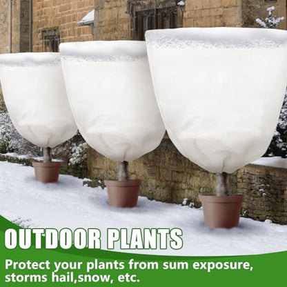NNG 3PCS Winter Plant Covers Freeze Protection 39.4x39.4Inch Frost Blanket Shrub Covers with Drawstring Plant Protector Shrub Jacket Winter Tree Cover for Outdoor Plants, Shrub Potted Plants