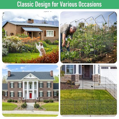10‑Panel No‑Dig Garden Fence with Gate, 32" H x 23.6'L Outdoor Dog Barrier - size: 10pc 23.6 ft(L) X 32 in(H) with Gate-Convex