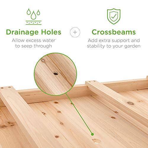 Best Choice Products Raised Garden Bed 48x24x32-inch Mobile Elevated Wood Planter w/Lockable Wheels, Storage Shelf, Protective Liner - Natural - color: Natural