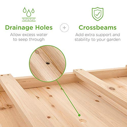 Best Choice Products Raised Garden Bed 48x24x32-inch Mobile Elevated Wood Planter w/Lockable Wheels, Storage Shelf, Protective Liner - Natural - color: Natural