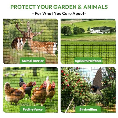Deer Fence for Garden 4ftx50ft, Plastic Mesh Garden Fencing with Pre-Strung Reinforced Edge, Durable Temporary Fencing, Animal Barrier Fence, Ideal Safe Netting for Poultry, Fruit & Plant Protection - size: 4ft X 50ft