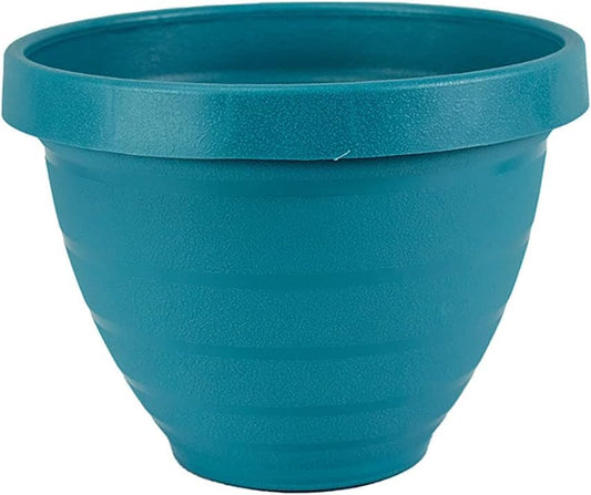 The HC Companies Rings Flower Planter - Self Watering Plant Pots for Herbs & More - Round Lightweight Outdoor & Indoor Planter (16" Blue, Pack of 1) - color: Blue, size: 16"