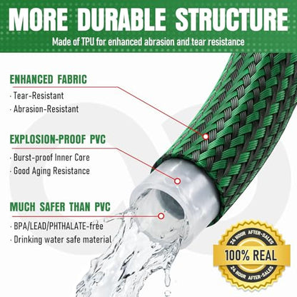 Garden Hose 95 ft, Non-Expanding Lightweight Kink-Free Flexible Water Hose - color: Green, size: 95ft