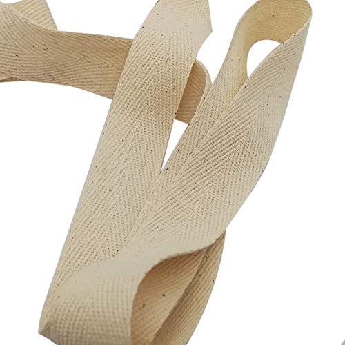 Natural Cotton Twill Tape 55 Yards 1 Inch Bunting Bias Tape Herringbone Webbing Tape Roll for Apron Sewing Dressmaking Craft (Natural White) - color: Natural white, size: 1inch