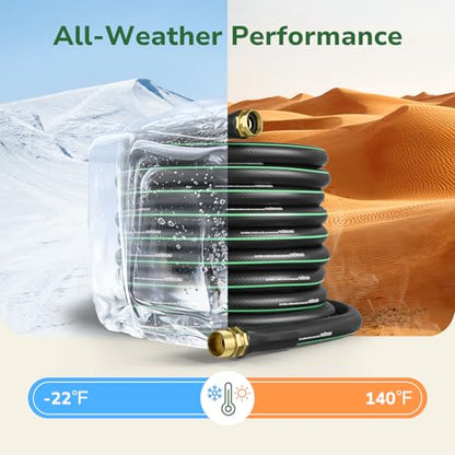 GreatBuddy 100 ft Garden Hose, Flexible Rubber Water Hose 5/8" - size: 100ft
