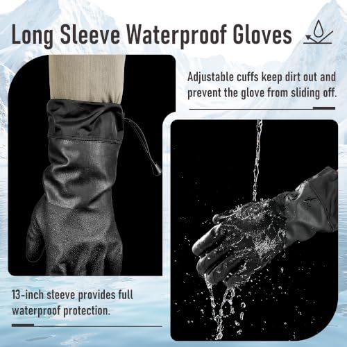 COOLJOB Long Sleeve Waterproof Winter Freezer Gloves for Men Women, S-XL - color: Black, size: Large