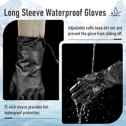 COOLJOB Long Sleeve Waterproof Winter Freezer Gloves for Men Women, S-XL - color: Black, size: Large