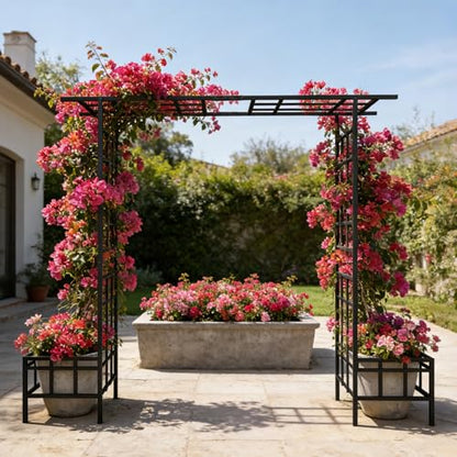 Adjustable Metal Garden Arch with Planters