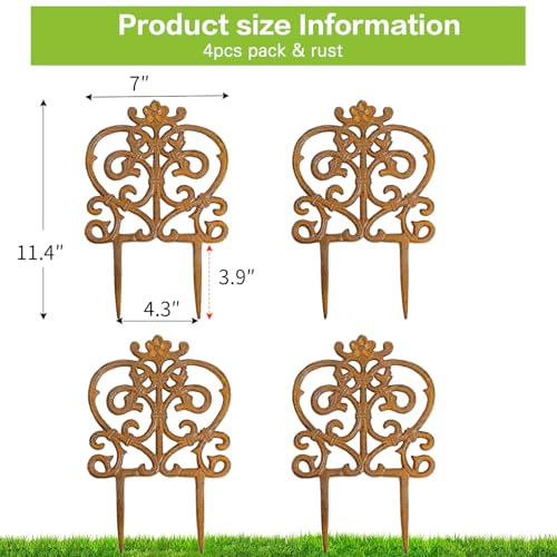 Sungmor Cast Iron Garden Edging, 11.8 Inches Tall 4 Pack Full Rusted - color: Full Rusted - 11.8inch Tall