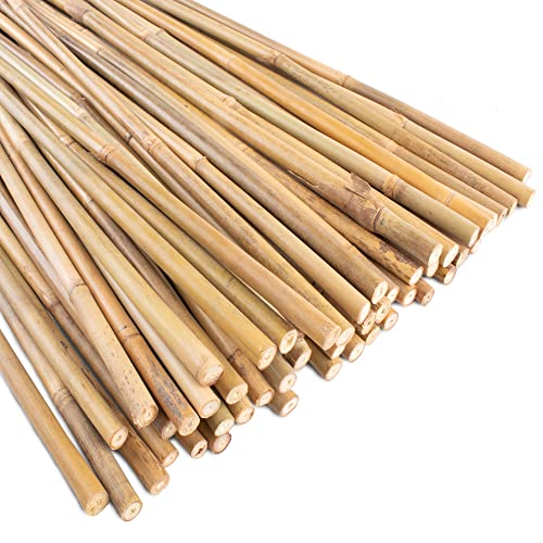 0.32”-0.4"/ 4 Feet Garden Stakes, Natural Bamboo Sticks Plant Stakes for Indoor and Outdoor Plants，Poles for Tomatoes, Beans, Potted Plants(50Pcs) - size: 4Ft,Pack of 50