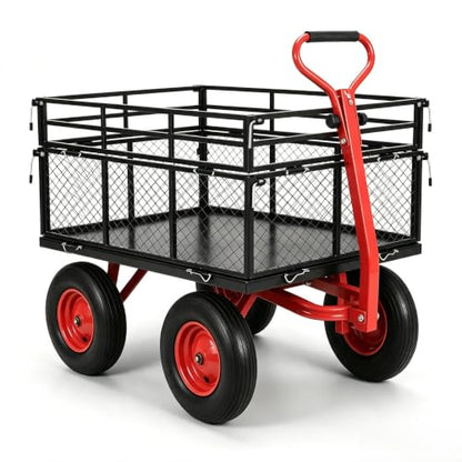 1400 Lbs Steel Garden Cart with 16" All Terrain Tires Removable Mesh Sides - size: 1400lbs
