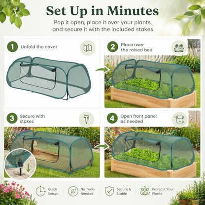 2 Pack Raised Bed Garden Covers,Pop Up Mesh Plant Covers, 45"X22"X16"