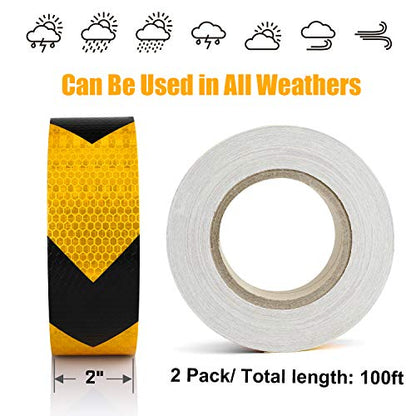 SEVEN SPARTA Arrow Reflective Tape for Trailers, Black/Yellow, 2in x 100ft - color: Black and Yellow