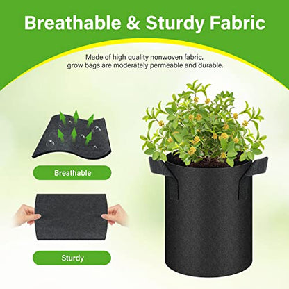 HealSmart 12-Pack 1 Gallon Nonwoven Grow Bags, Aeration Fabric Pots with Handles, Suitable for Garden Fruits, Vegetables and Flowers, Black - color: Black, 12 Pack, size: 1 Gallon