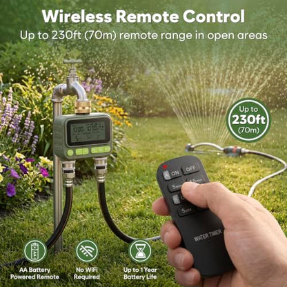 2 Zone Water Timer with Brass Inlet Outlet, Sprinkler Timer for Garden Hose - size: 2 Outlets