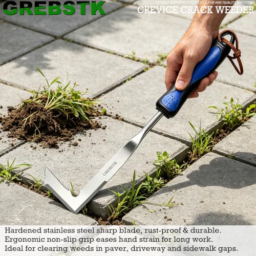 GREBSTK Crack Weeder Crevice Weeding Stainless Steel Sharp Lightweight Tool - size: 12in Manual Weeder