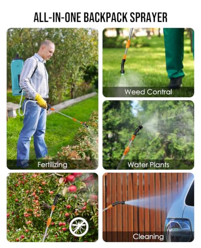 Backpack Sprayer Battery Powered, 5H Runtime, 3.2 Gallon Leak-Proof Weed Sprayer with 2 X 2.5Ah Battery, 6 Nozzles & Telescopic Wand for Lawn Garden Pest Control - size: 3.1 Gallon