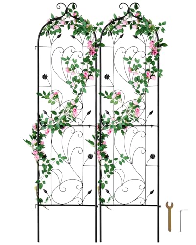 VEVOR Garden Trellis for Climbing Plants, 60 x 15 in, 2 Packs Rustproof Metal Garden Flower Trellis, Outdoor Climbing Rose Trellis Cucumbers Support, Decorative Clematis Trellis for Courtyards Lawns - size: 60''H x 15''W, style: 2Packs