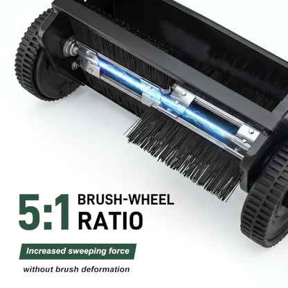 DRMBOOK Push Lawn Sweeper, Manual Leaf & Grass Collector, 26-Inch Black - color: Black, size: 26-Inch
