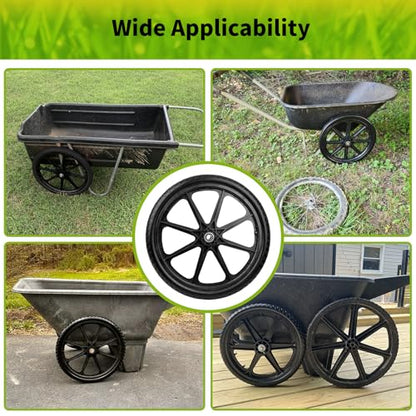 20" Wheelbarrow Wheels Fit for Rubbermaid, Flat Free Carts Tire for Wheelbarrow, Garden Trailers, Yard Trailers, U tility Carts, L awn Carts, with 3/4" & 5/8" Bearing, 2-1/2" Centered Hub, 2 Pack