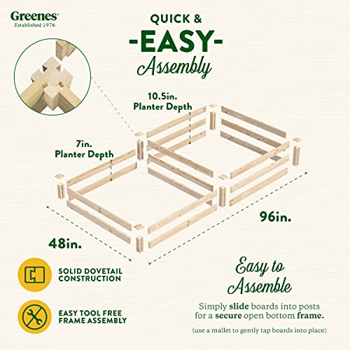 Greenes Fence Original Pine Raised Garden Bed, 4' x 8' x 7-10.5" - Made in USA with American Pine - size: 4' W x 8' L x 7-10.5" H