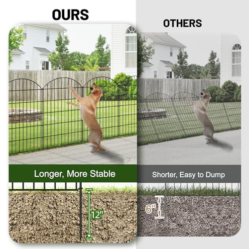 Metal Garden Fence 42 in x 23.3 ft, Tall Outdoor Dog Fence Panel for Yard - size: 42"Hx23.3ft (10Panels)