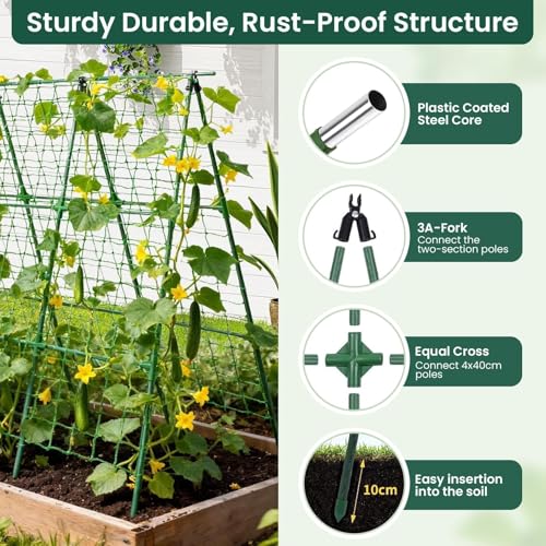 OTOSUNNY 50" x 48"Cucumber Trellis for Raised Garden Bed, Green - color: Green
