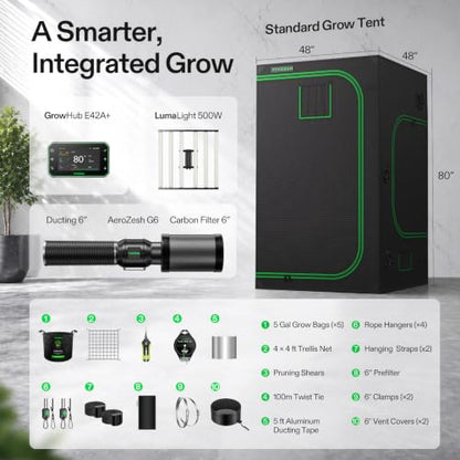 VIVOSUN 4x4 Grow Tent Kit 500W LumaLight Bar E42A+ Smart Control System - size: 4x4