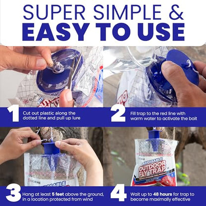 Fly Traps Outdoor Fly Trap for Patio. 9 Non-Toxic Pre-Baited Flies Bags Outdoor Disposable. Hanging Bug Catchers for All Filth Flies Killer for Outside Bug Control in Yard Horse Ranch Trash Can. - size: 9pk