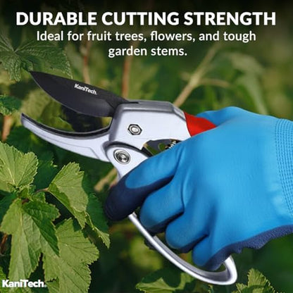 Pruning Shears for Gardening with Gloves - Heavy Duty Garden Shears, Aluminum Hand Pruners with TPR Grip Handle, 8 inch 3.55mm Thick Blade - for Branches, Flowers & Plants (Red) - style: Red