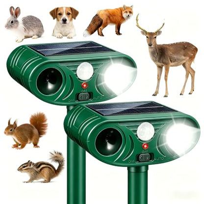 2pack Sonic Fortress Pro Deer Repellent, Solar Animal Repellent Outdoor