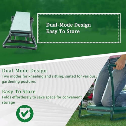 Garden Kneeler Seat Gardening Stool Bench Foldable Portable Knee Stools with Tool Bag Pouch Soft EVA Foam Kneeling Pad