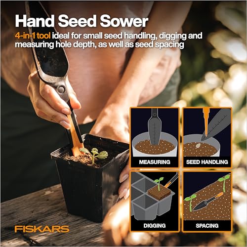 Fiskars 4-in-1 Seed Planting Garden Trowel and Seed Sower Tool