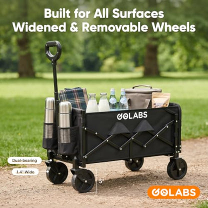 Golabs WA1 Collapsible Folding Wagon Cart, Max 220lb Load, Expands to 100L - color: Wa1 Black