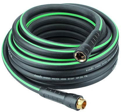 Hybrid Garden Hose 5/8 IN. x 50 FT, Heavy Duty, Lightweight, Flexible with Rotatable Grip Handle and Solid Brass Fittings - size: 50 FT