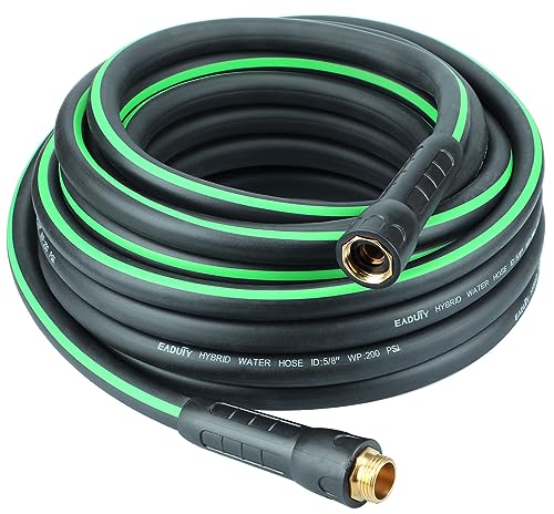 Hybrid Garden Hose 5/8 IN. x 50 FT, Heavy Duty, Lightweight, Flexible with Rotatable Grip Handle and Solid Brass Fittings - size: 50 FT