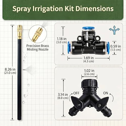 2026-Upgrade 100Ft 1/4" Drip Irrigation System,Garden Watering Kit with 20Pcs 360° Adjustable Copper Nozzles,Automatic Atomizing Sprinkler,DIY for Outdoor,Lawn,Greenhouse,Raised Beds (50FT/14pcs) - size: 50FT/14pcs