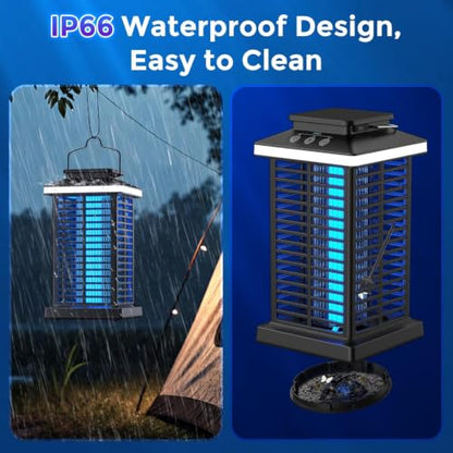 Bug Zapper Outdoor, Mosquito Zapper 3 in 1 Rechargeable Bug Zapper Outdoor with 5000mAh Battery & LED Night Light, 4000V Electric Fly Zapper for Outside,Patio,Backyard,Garden Black 03 - color: Matte Black