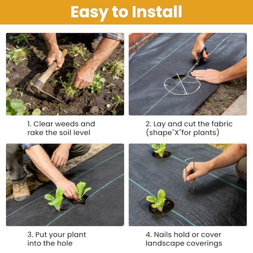 4FT x 100FT Weed Barrier Fabric, 3.2oz Landscape Fabric - size: 4x100FT
