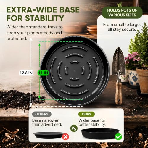 10 Pack Plant Trays 11 inch Heavy Duty Plant Saucers for Indoor Outdoor Use - color: 11 INCH BASE
