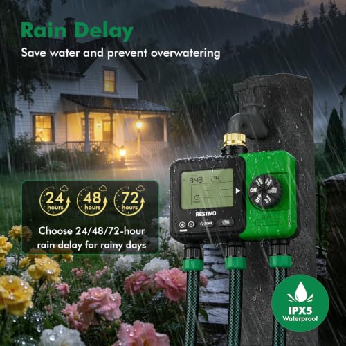 RESTMO 3-Zone Sprinkler Timer for Garden Hose with Brass Inlet - size: 3 Zone