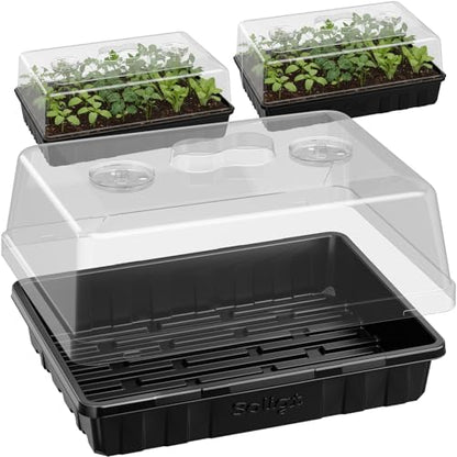 SOLIGT Thick Plastic 3-Set Strong Seed Starter Trays with 5" Humidity Domes - size: 3 Set