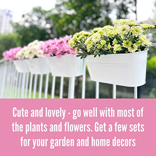 LaLaGreen Modern Rail Planter (9.8 in, 6 Pack) White Metal Deck Buckets - size: 9.8" (25 cm) x 6 Pack