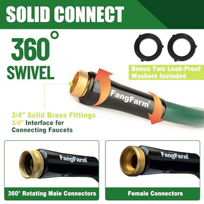 25FT Rubber Garden Hose, 5/8 in, 3/4 GHT Brass Fittings - size: 25FT